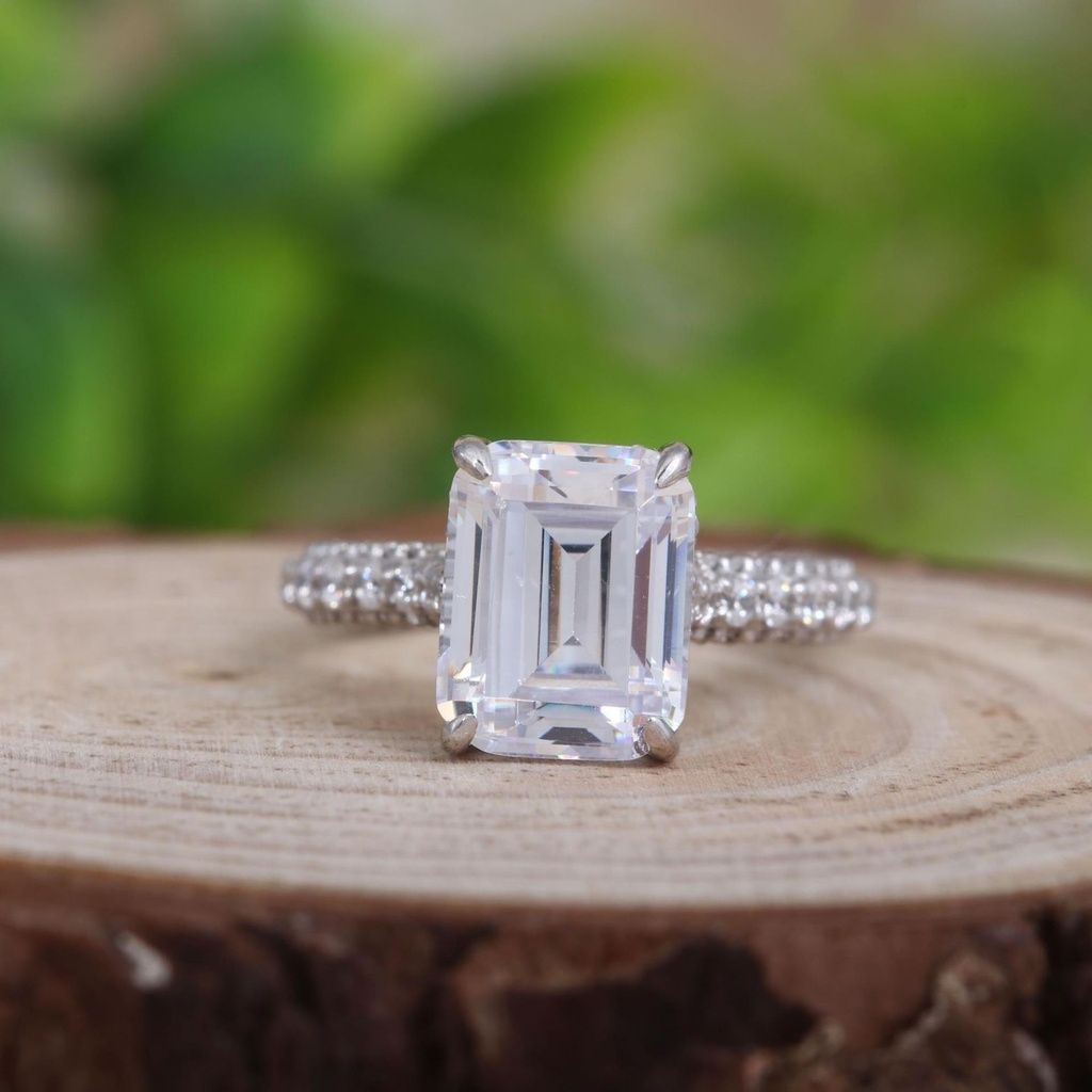  Emerald Cut  Diamond Hidden Halo Engagement Ring, Gift For Her, Custom Order, Fine Jewelry, Wedding Ring, Anniversary Gift