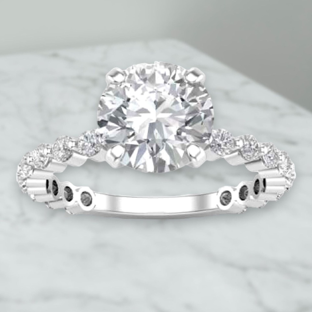 Round Cut Diamond Solitaire With Accents Ring Gift For Women