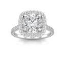 Round Cut Diamond Cushion Shape Hidden Halo Engagement Ring for Women