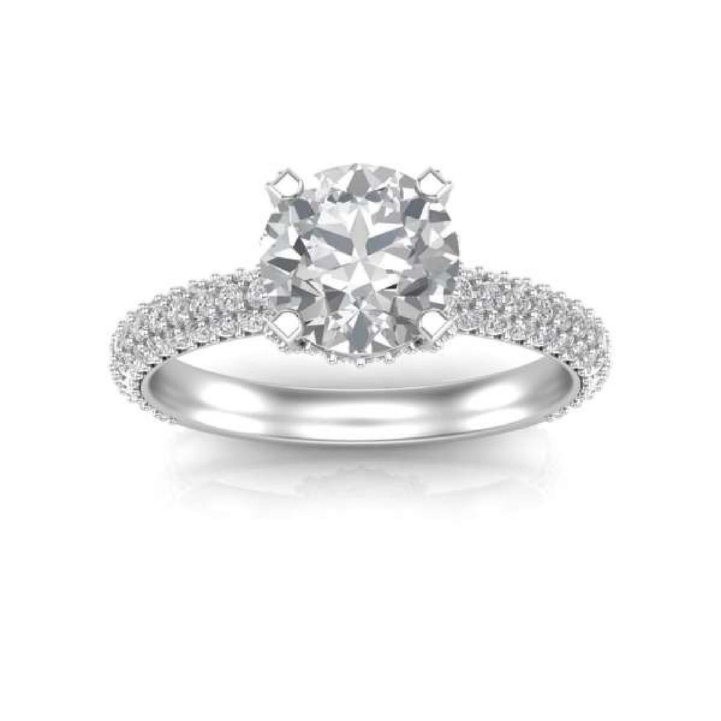 Round Cut Diamond Hidden Halo Engagement Ring for Women