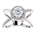  Round Cut Diamond Halo Criss Cross Ring For Women