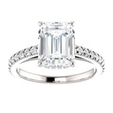 Emerald Cut Diamond Hidden Halo Engagement Ring for Women