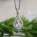 Pear Shape Round Cut Diamond Halo Pendant For Women