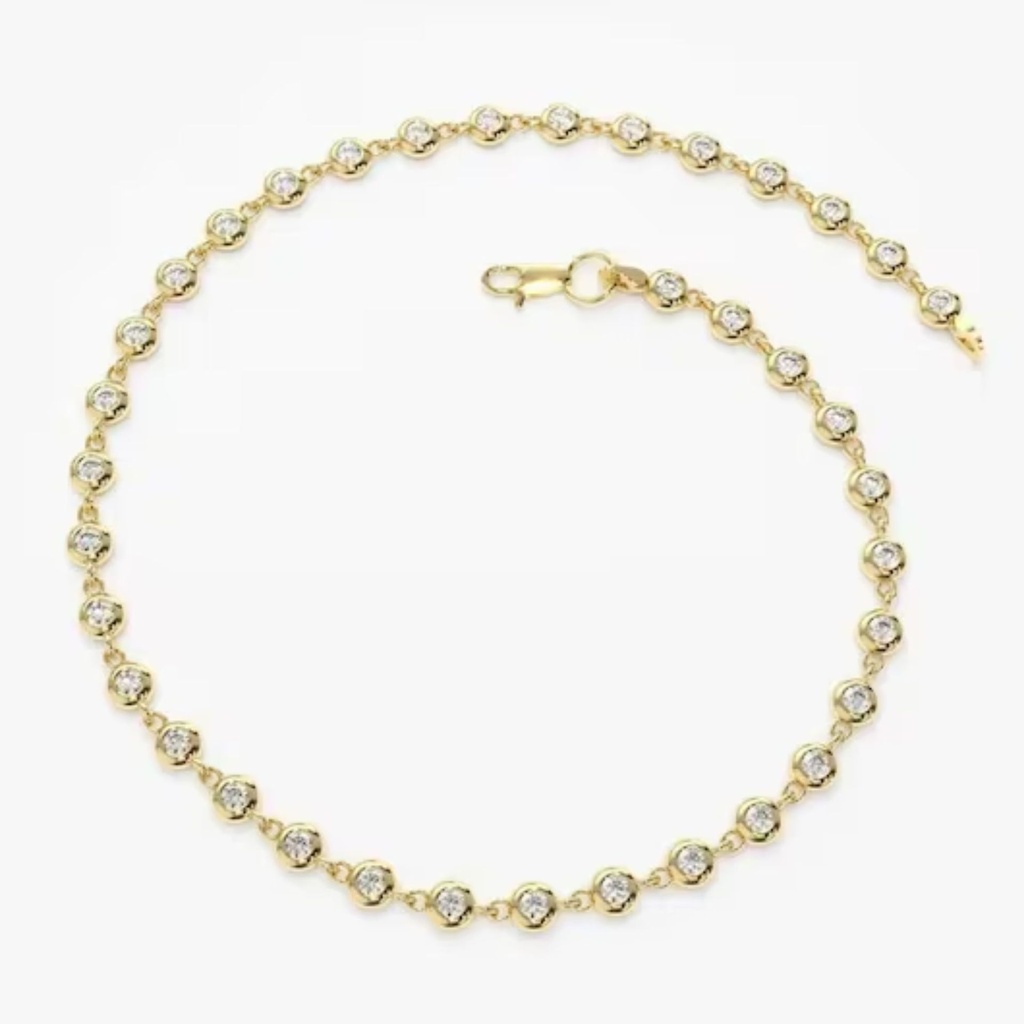 2.50 MM Round Cut Bezel Set Wedding Bracelet For Women