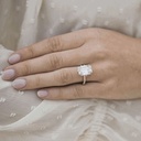 Emerald Cut Diamond Hidden Halo Engagement Ring For Women 
