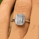  Emerald Cut Diamond Halo Engagement Ring For Women