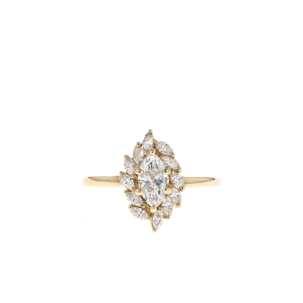 Marquise Cut Diamond Cluster Engagement Ring For Women