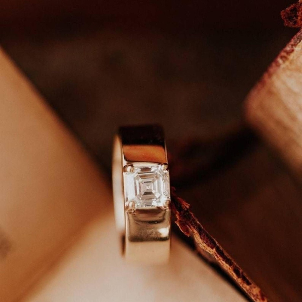 Asscher Cut Diamond Solitaire Ring For Women