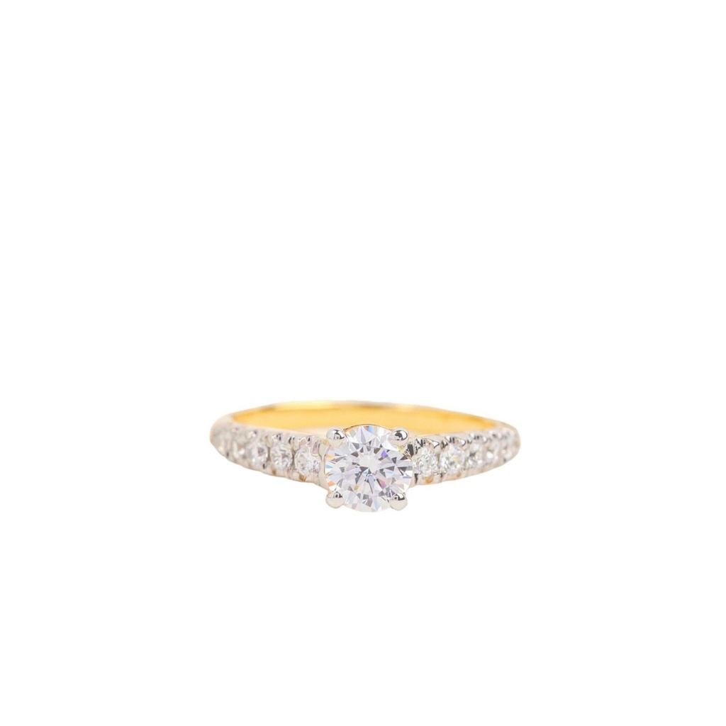Round Cut Diamond Solitaire With Accents Engagement Ring For Women