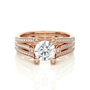 Round Cut Diamond 3 Row Unique Style Anniversary Ring for Women