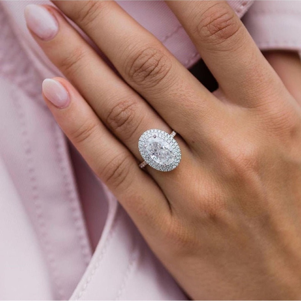 Oval Cut Diamond Double Halo Engagement Ring For Women 