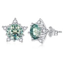 Green Round Cut Diamond Floral Style Stud Earrings For Women