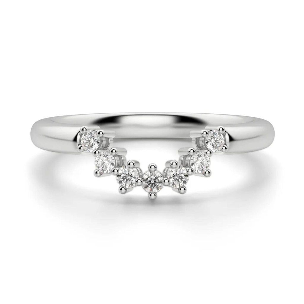  Round Cut Diamond Curved Half Eternity Band For Women