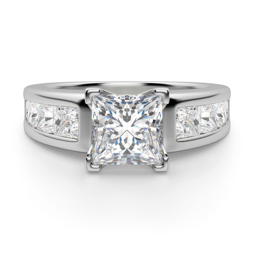 Princess Cut Pave Set Vintage Diamond Engagement Ring For Women