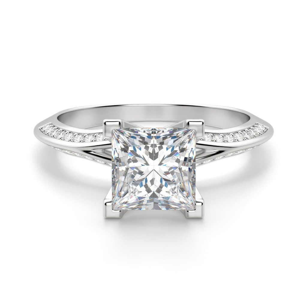 Princess Cut Diamond Knife Edge Split Shank Anniversary Ring for Women