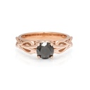 Round Cut Diamond Prong Setting Swirl Black Diamond Engagement Ring For Women