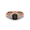  Princess Cut Diamond Vintage 7 Stone Prong Setting Black And White Engagement Ring for Women
