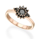  Round Cut Prong Setting Floral Black Diamond Ring For Women