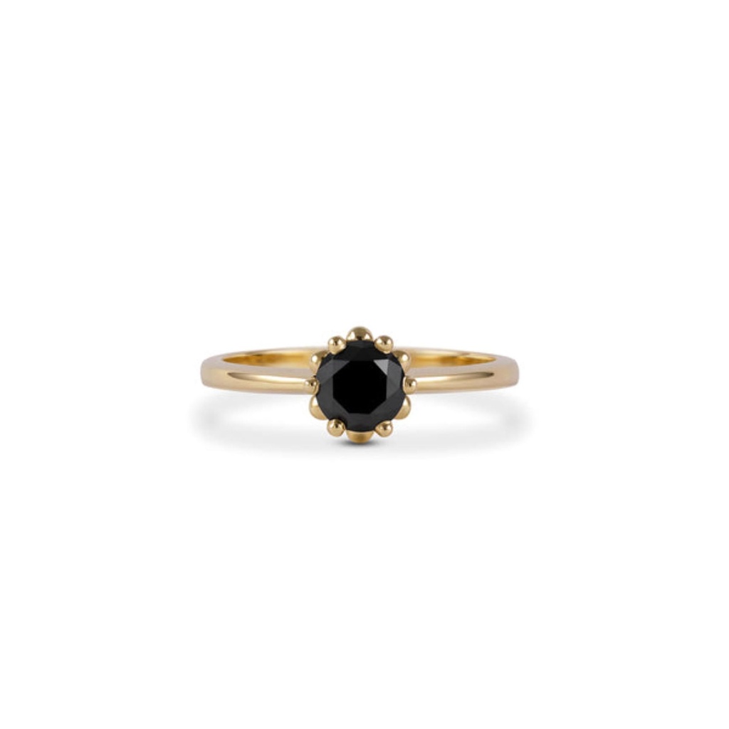  Round Cut Diamond Solitaire Black Diamond Wedding Ring For Women