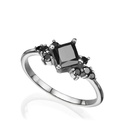  Princess Cut Prong Setting Cluster Black Diamond Engagement Ring For Women