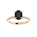  Oval Shaped Prong Set Black And White Diamond Ring For Women