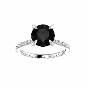  Round Cut Prong Setting Black And White Diamond Ring For Women