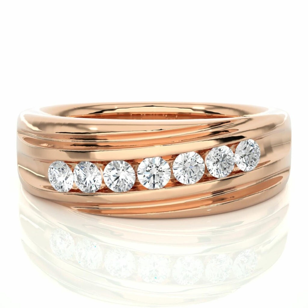 Round Cut Diamond 7 Stone Channel Setting Eternity Wedding Band For Women