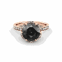  Round Cut Prong Setting Halo Floral Style Black Diamond Ring For Women