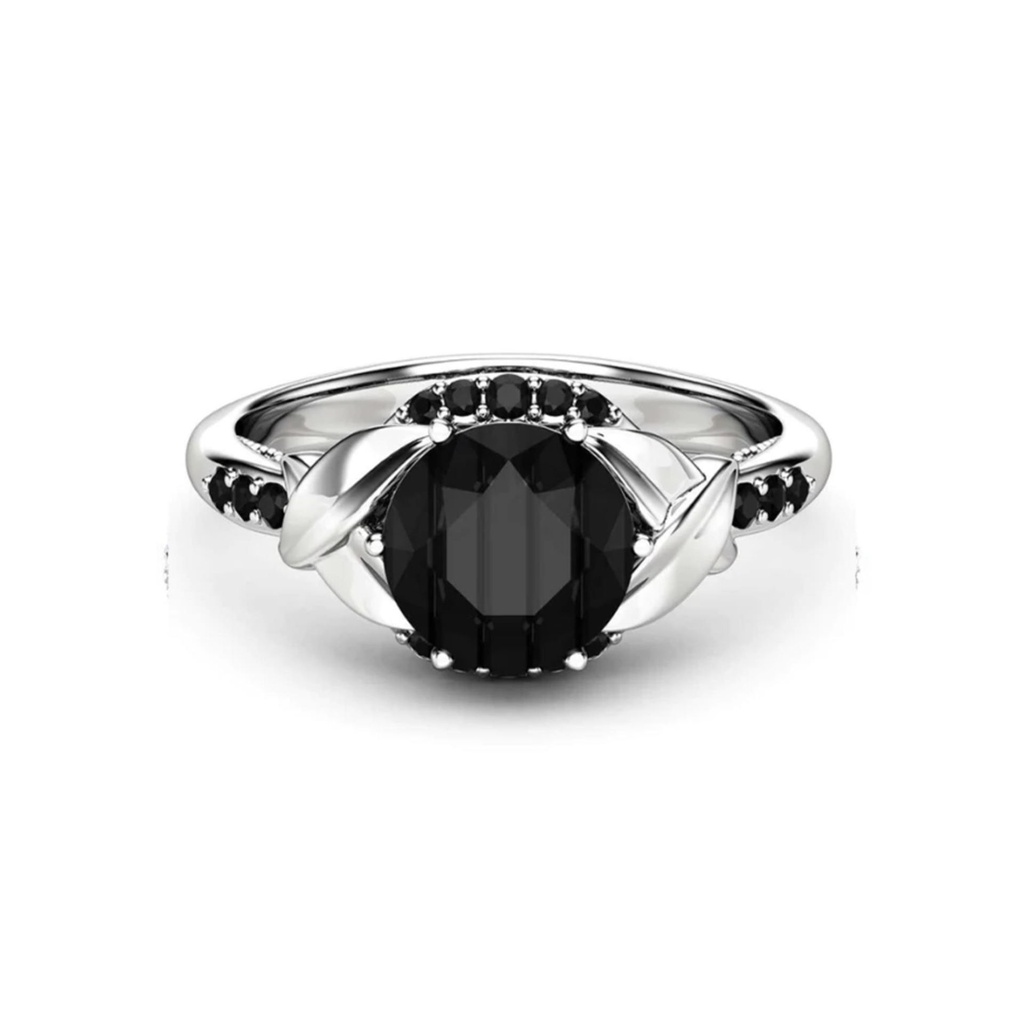  Round Cut Diamond Halo Unique Style Black Diamond Engagement Ring For Women