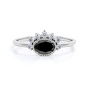  Black Oval Cut Diamond Half Halo Unique Style Black And White Diamond Ring for Women