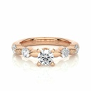  Round Cut Diamond 4 Prong Set 5 Stone Engagement Ring For Women