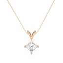  Princess Cut Diamond 4 Prong Set Solitaire Pendant For Women