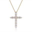  Round Cut Diamond Prong Set Cross Pendant For Women