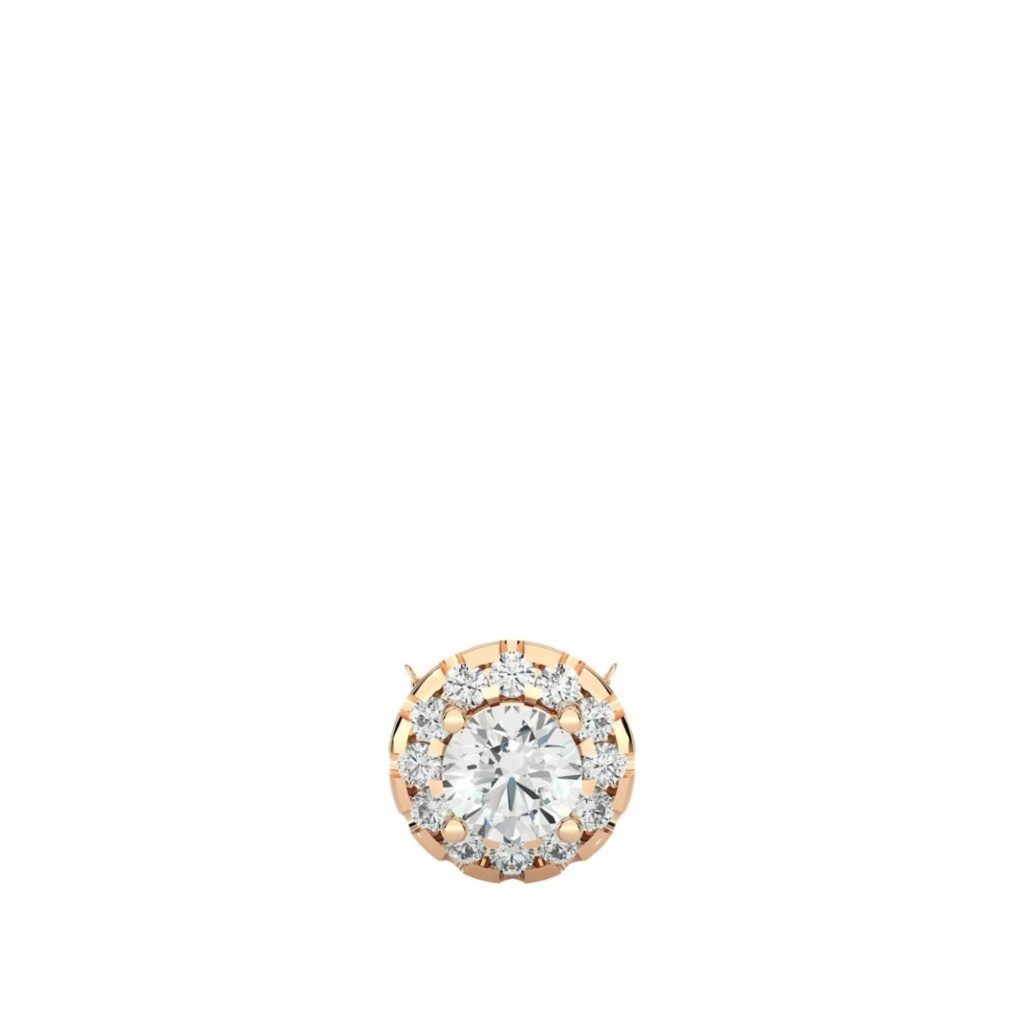  Round Cut Diamond Shaped Prong Set Halo Pendant For Women