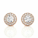  Round Cut Diamond Shaped 4 Prong Set Halo Stud Earrings For Women