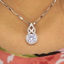  Round Cut Diamond Shaped 4 Prong Set Halo Pendant For Women