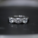 Round Cut Diamond 4 Prong Set 3 Stone Ring for Women