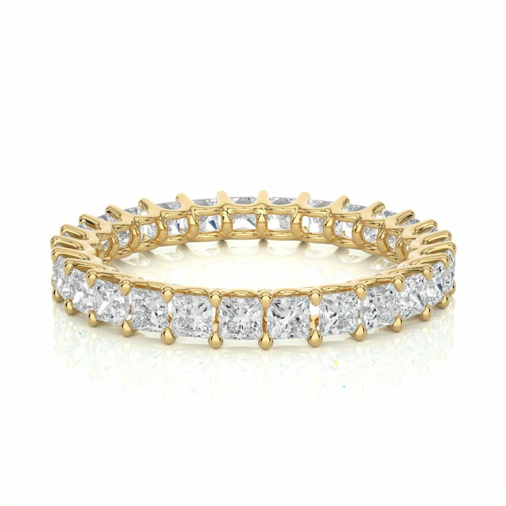 Princess Cut Diamond Prong Setting Eternity Band For Women