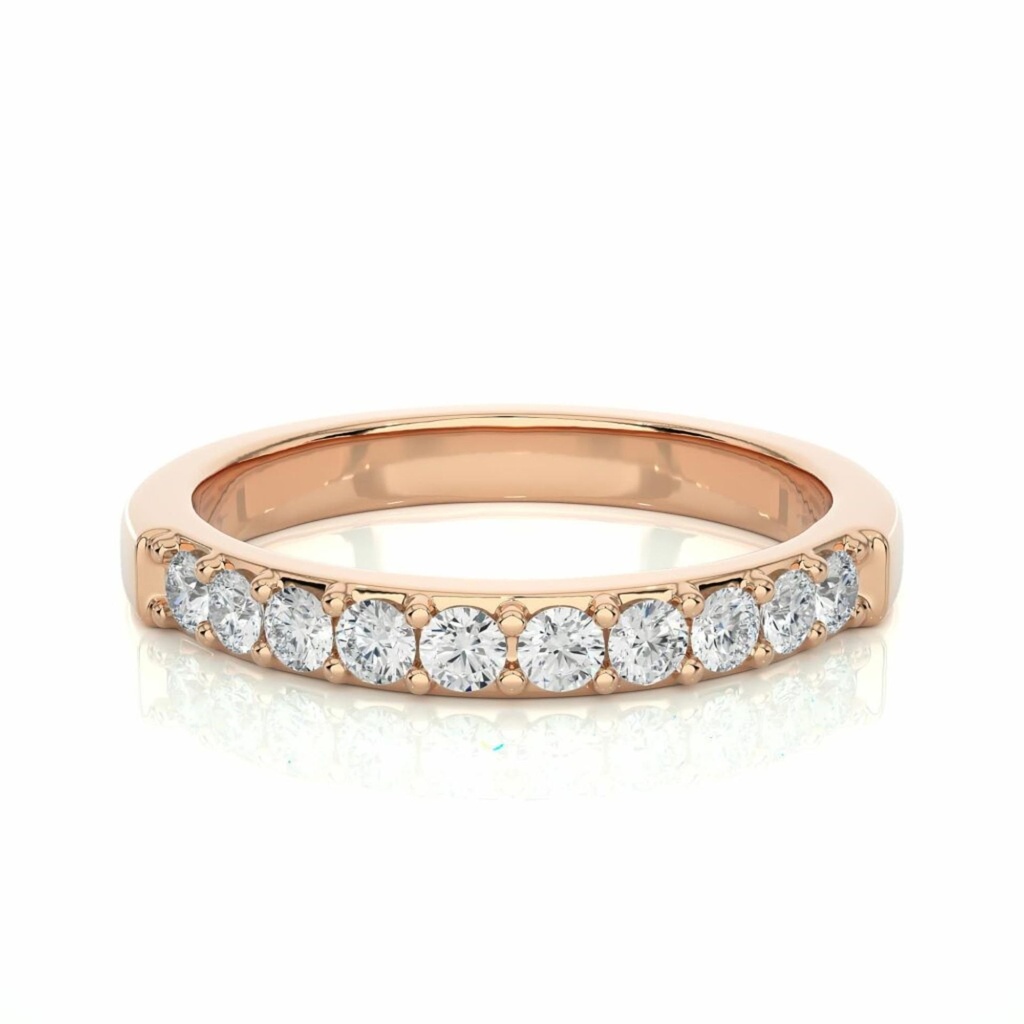 Round Cut Diamond Half Eternity Wedding Band For Women