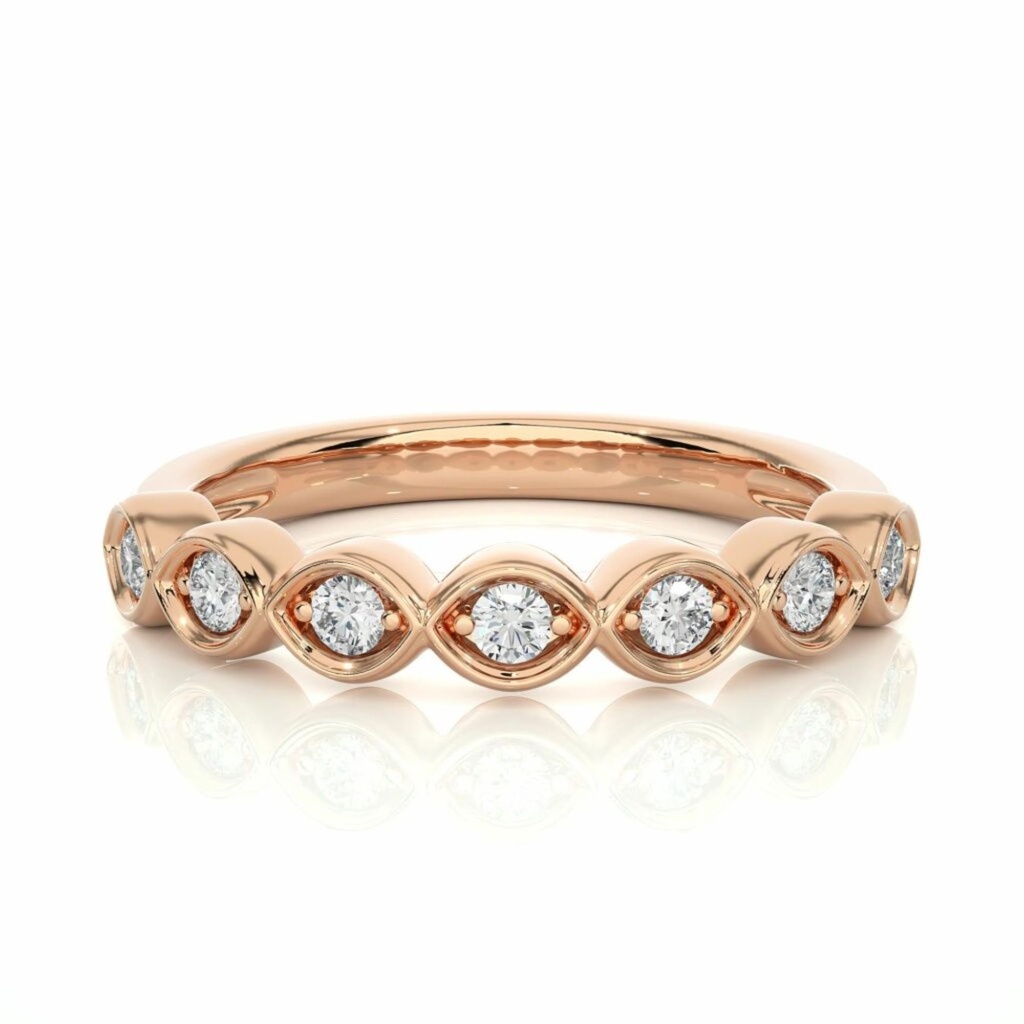  Round Cut 7 Stone Prong Set Diamond Half Eternity Band For Women