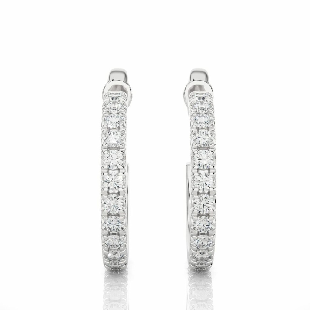 Round Cut Diamond Prong Setting Hoop Earrings For Women