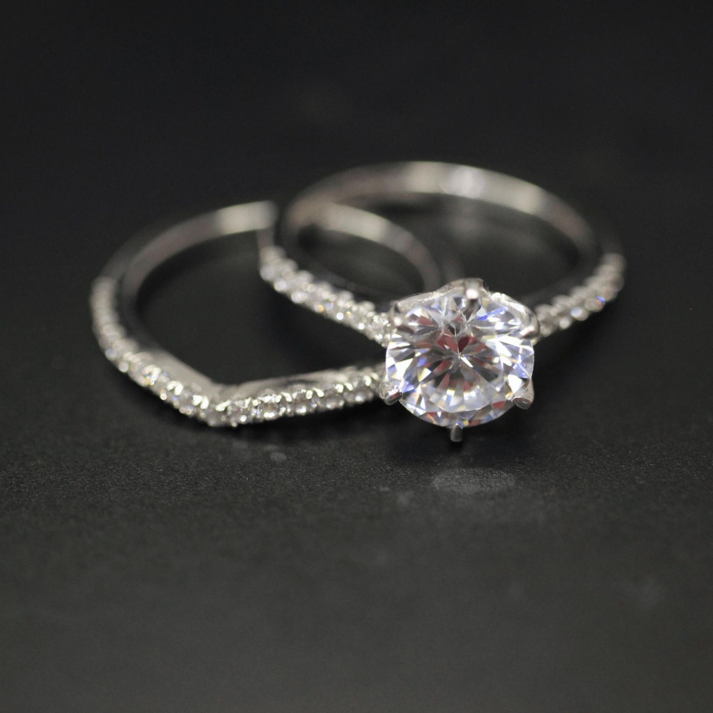  Round Cut Diamond 6 Prong Set Bridal Set For Women