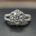  Round Cut Diamond Shaped 4 Prong Set Halo Anniversary Ring For Women