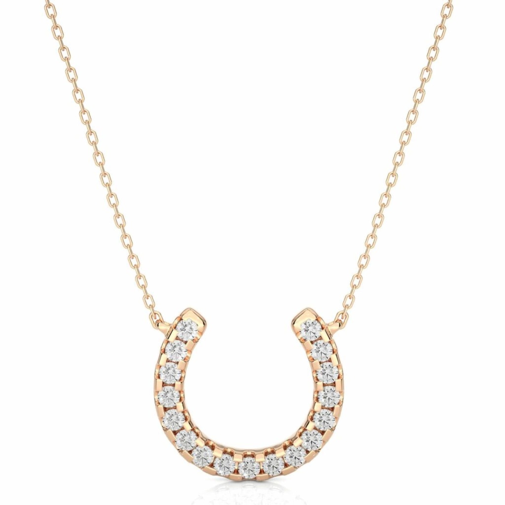  Round Cut Diamond Horseshoe Pendant For Women