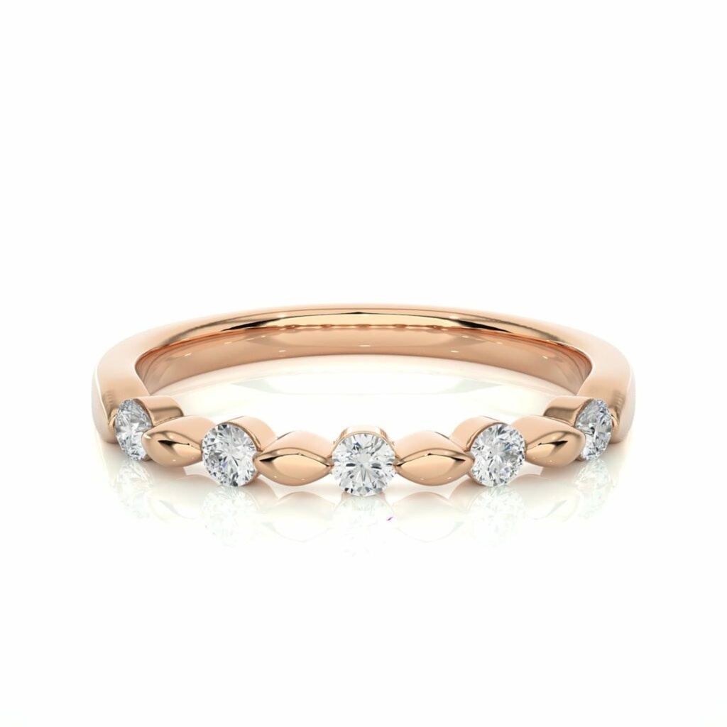  Round Cut Diamond Shaped Half Eternity Band For Women