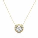 Round Cut Diamond Shaped 4 Prong Set Halo Pendant  For Women