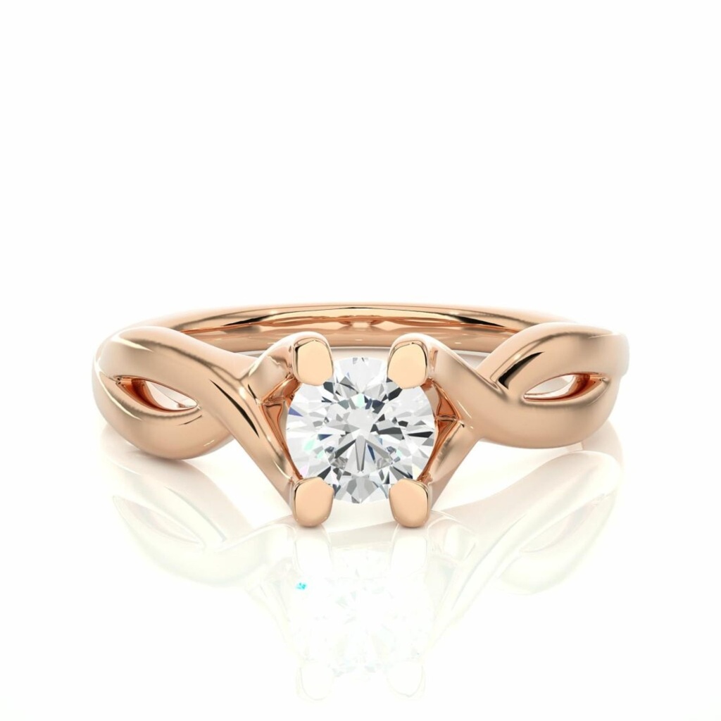  Round Cut Diamond Solitaire Twist Shank Anniversary Ring For Women