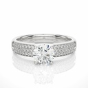  Round Cut Diamond 3 Raw Pave Engagement Ring For Women