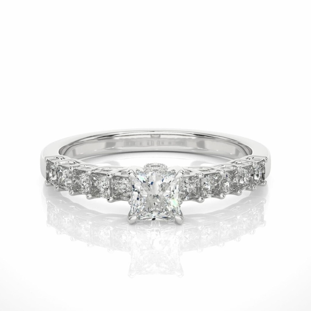  Princess Cut Diamond Prong Set Diamond Engagement Ring For Women
