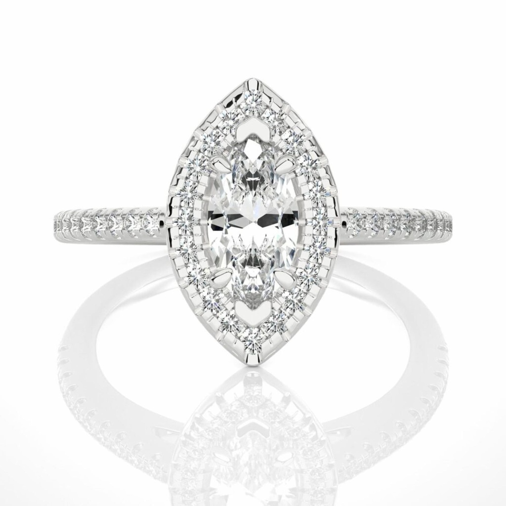  Marquise Cut Prong Set Halo Diamond Engagement Ring For Women
